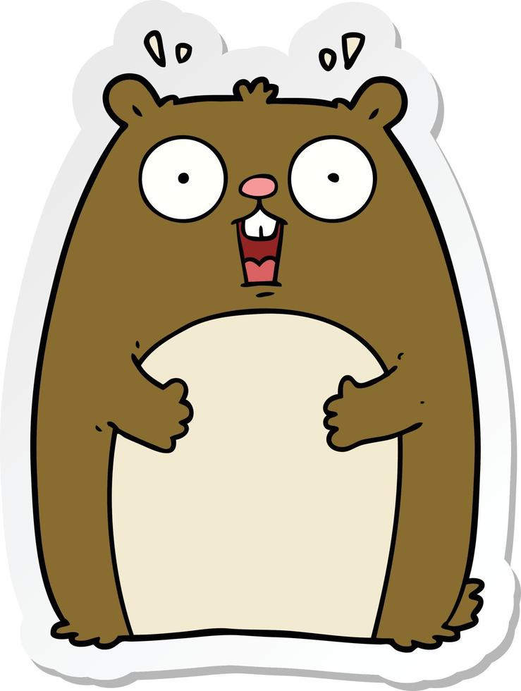 sticker of a cartoon shocked ground hog vector