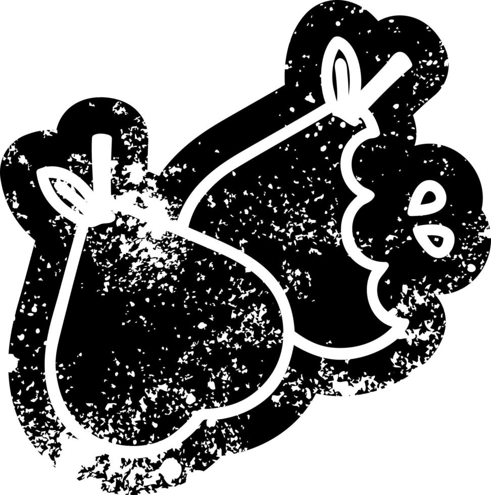bitten pears distressed icon vector