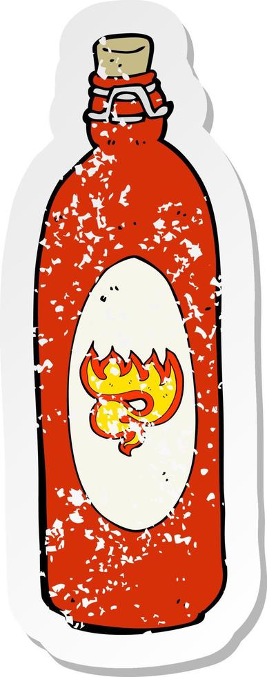 retro distressed sticker of a cartoon hot sauce vector