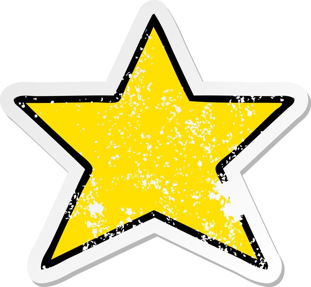 distressed sticker of a cute cartoon gold star vector