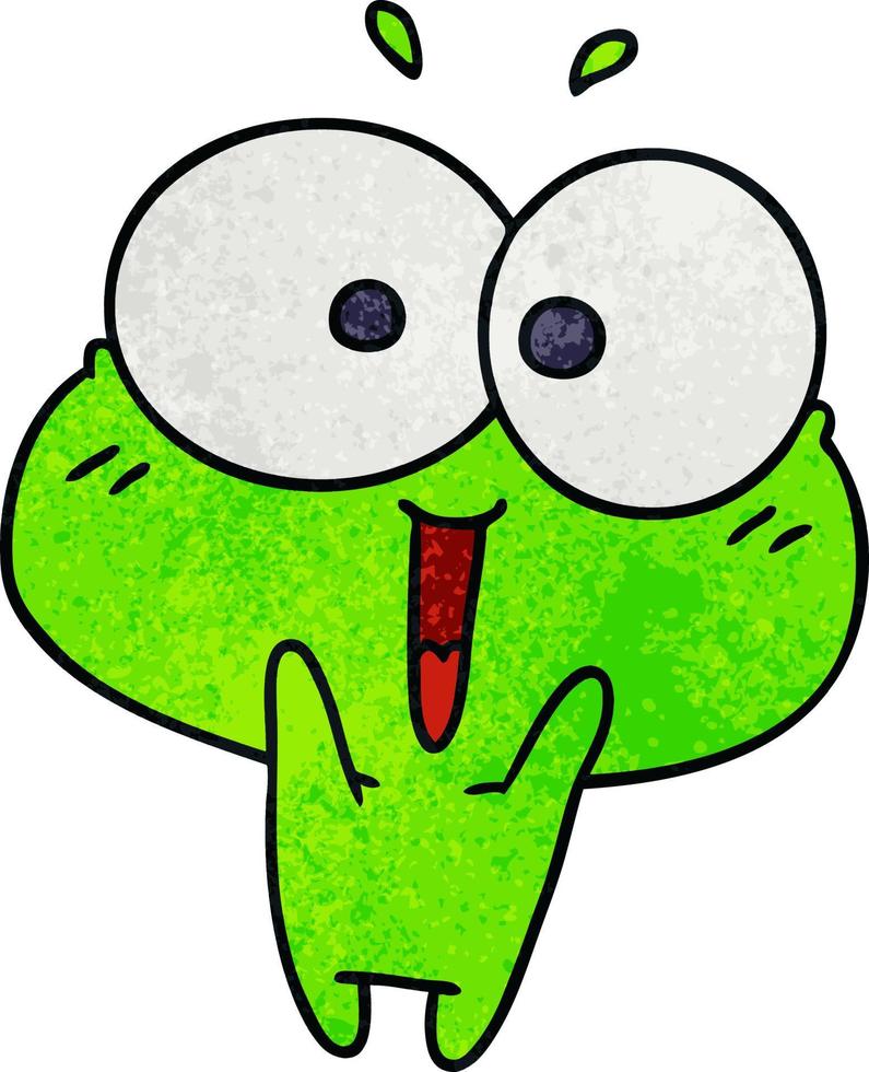 textured cartoon kawaii excited cute frog vector