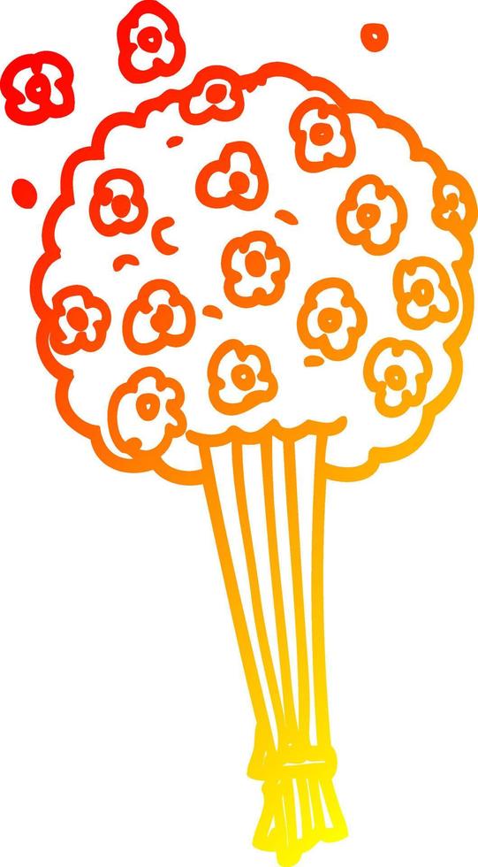 warm gradient line drawing cartoon bunch of flowers vector