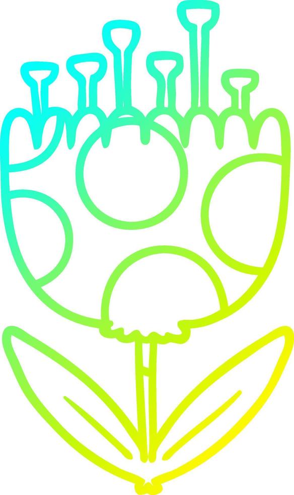 cold gradient line drawing cartoon patterned flower vector