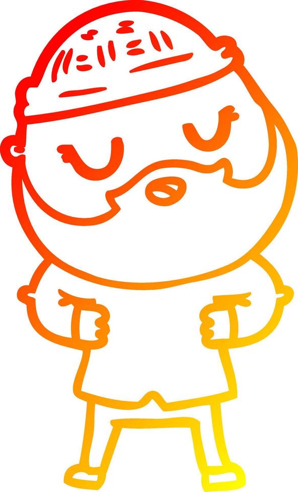 warm gradient line drawing cartoon man with beard vector