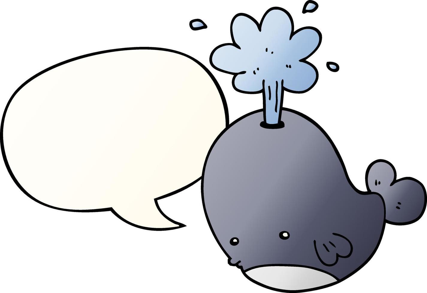 cartoon spouting whale and speech bubble in smooth gradient style vector