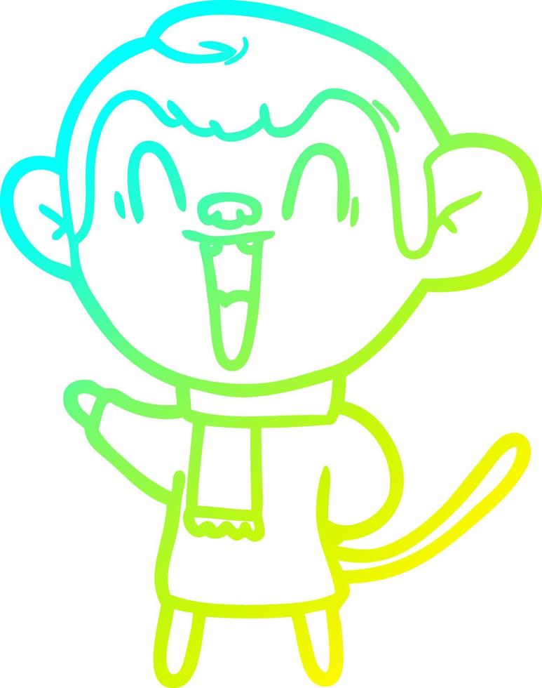 cold gradient line drawing cartoon laughing monkey vector