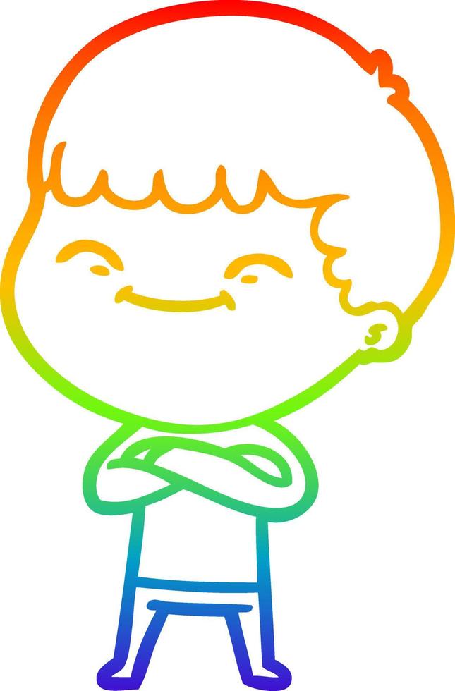 rainbow gradient line drawing cartoon happy boy vector