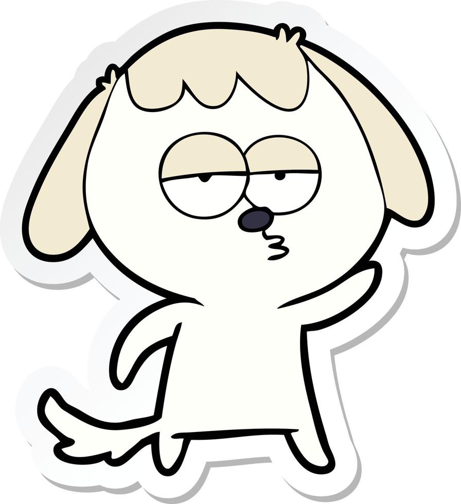 pegatina de un perro aburrido de dibujos animados vector