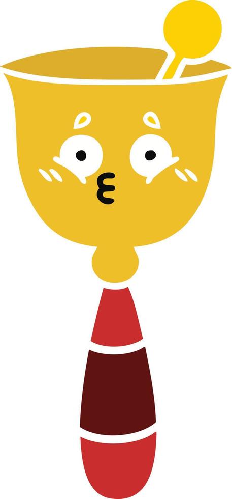 flat color retro cartoon school bell vector