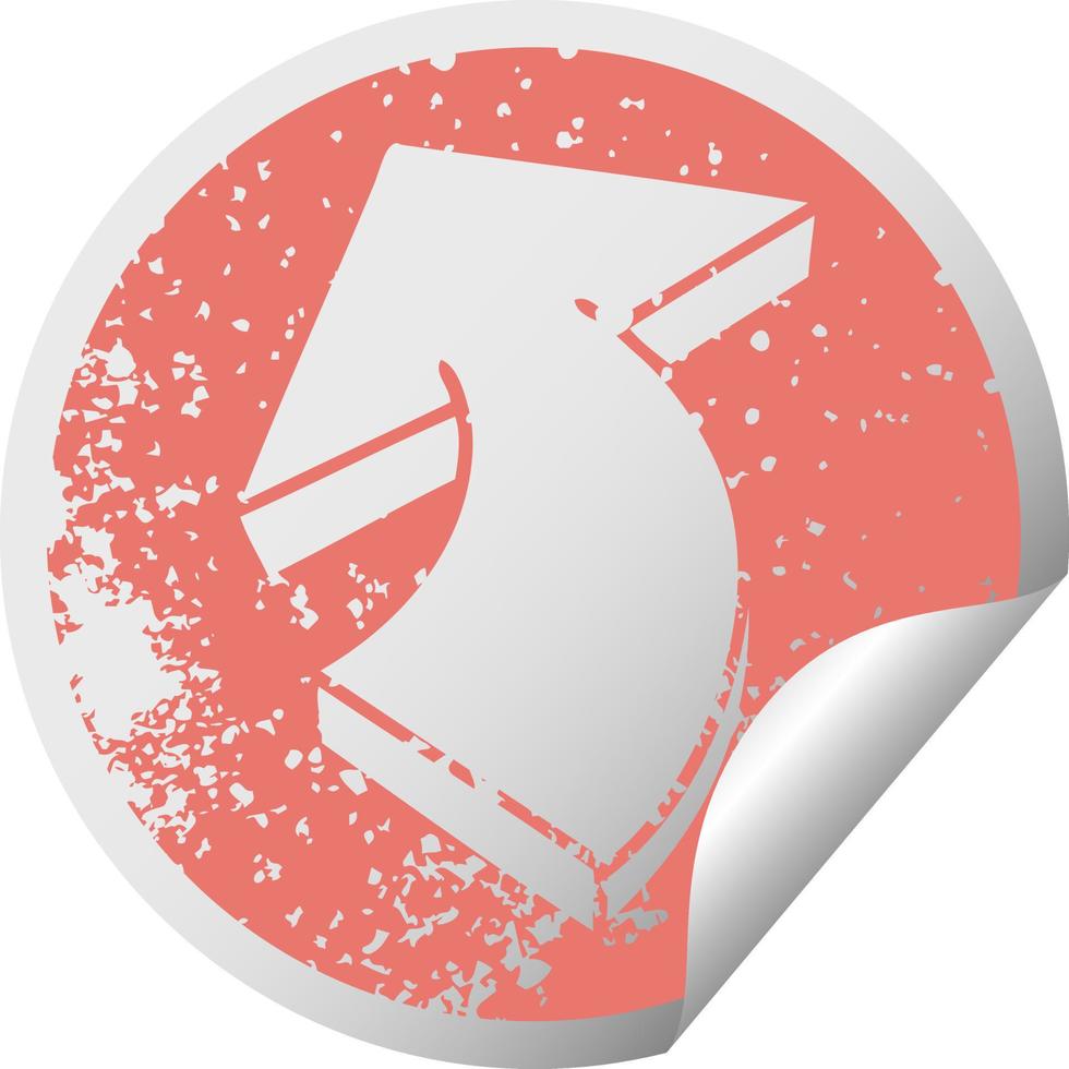 quirky distressed circular peeling sticker symbol arrow vector