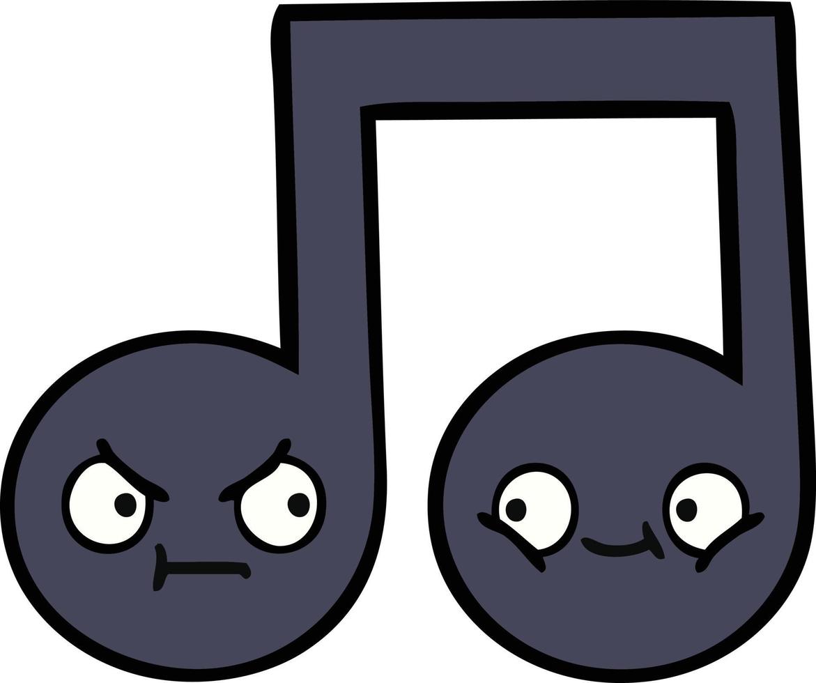 linda nota musical de dibujos animados vector