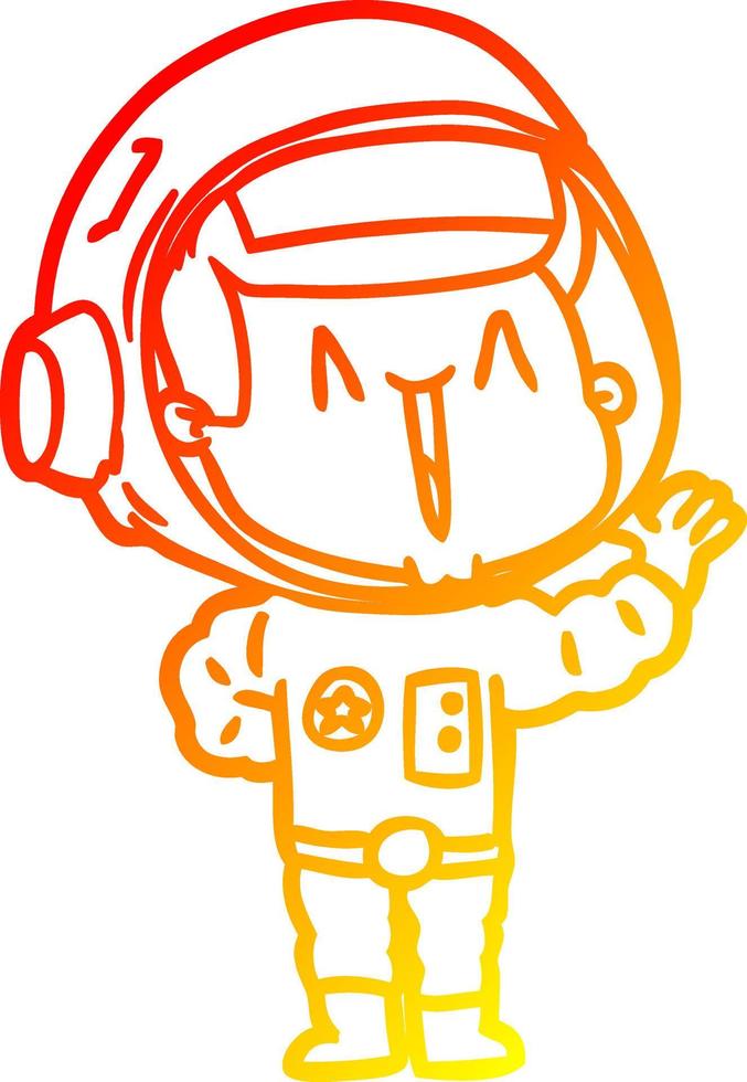 dibujo lineal de gradiente cálido cantando astronauta de dibujos animados vector