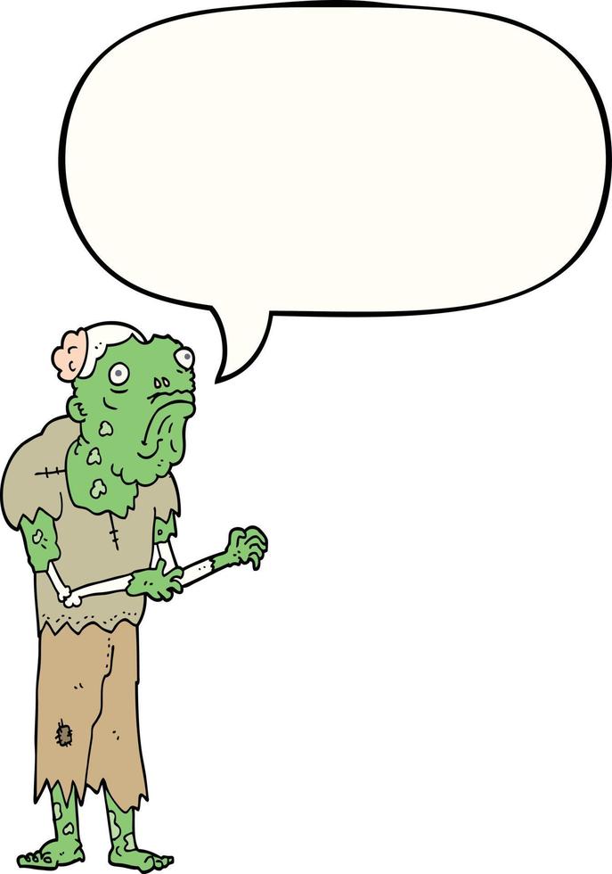 caricatura, zombi, y, burbuja del discurso vector