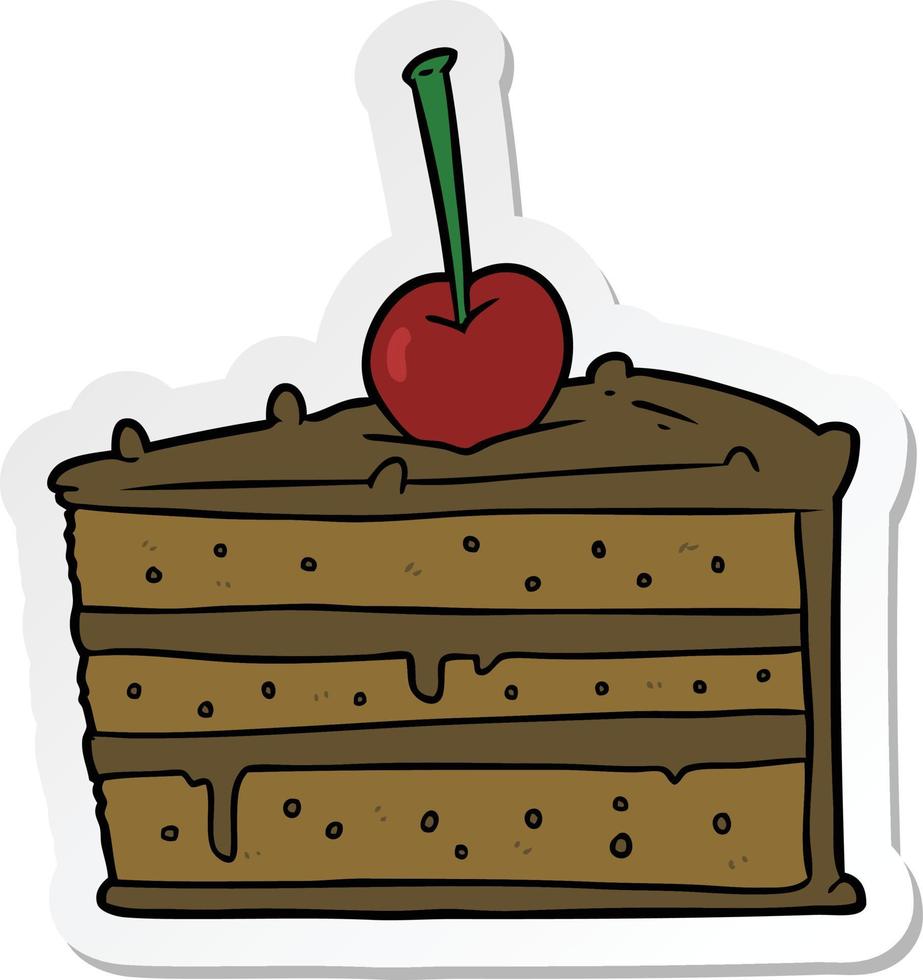 sticker of a cartoon chocolate cake vector