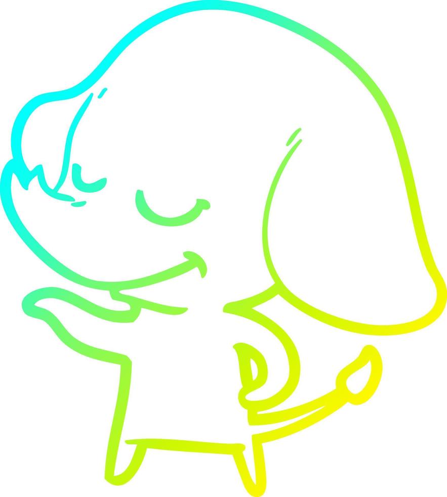 cold gradient line drawing cartoon smiling elephant vector