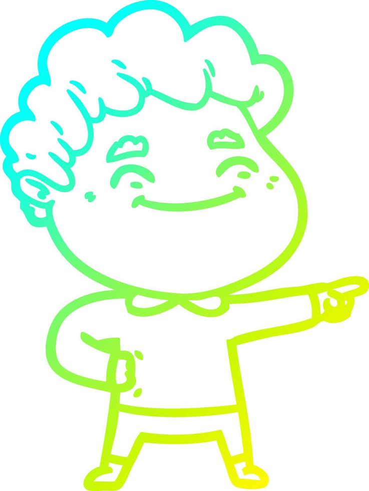 cold gradient line drawing cartoon friendly man vector