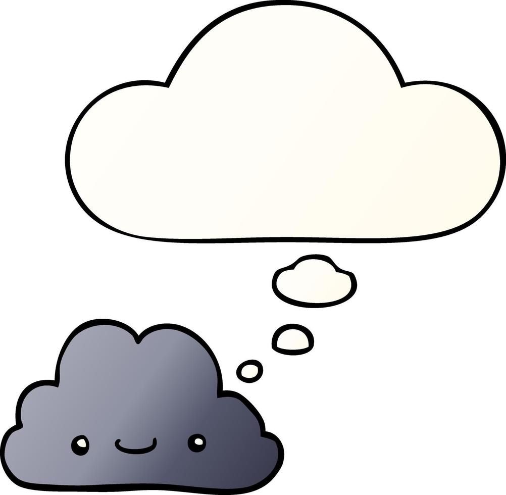 cute cartoon cloud and thought bubble in smooth gradient style vector