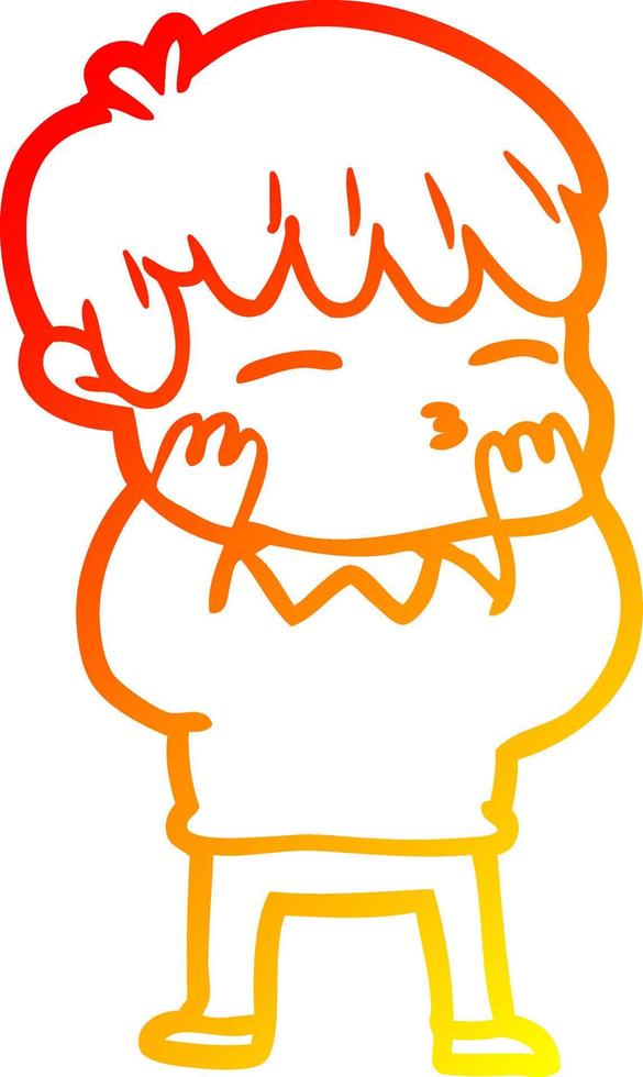 warm gradient line drawing cartoon curious boy vector