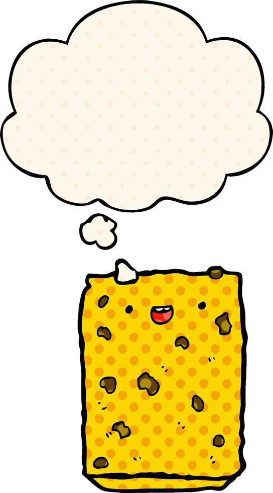 cartoon biscuit and thought bubble in comic book style vector