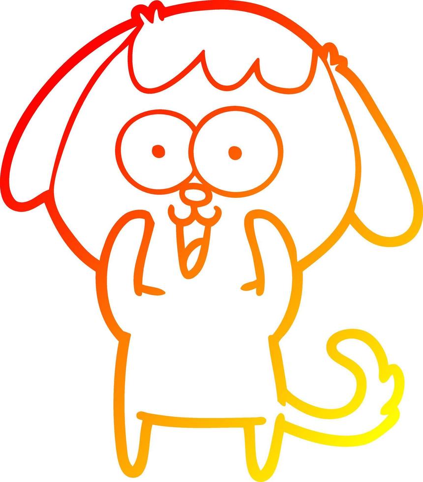 warm gradient line drawing cute cartoon dog vector