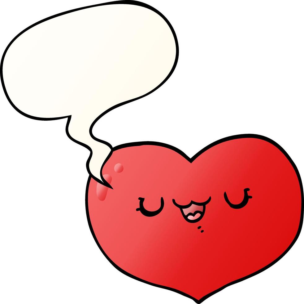 cartoon love heart and speech bubble in smooth gradient style vector