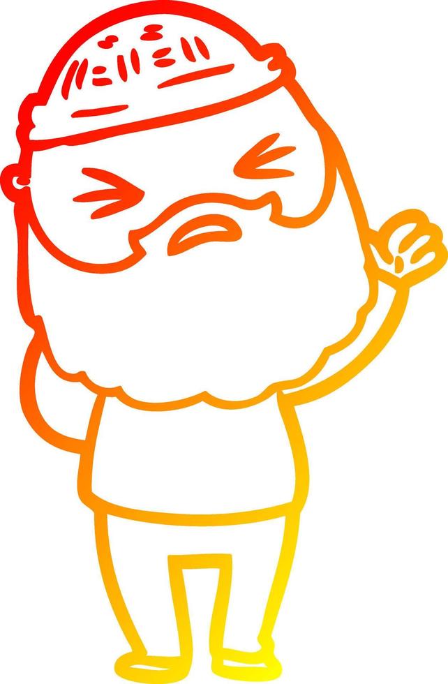 warm gradient line drawing cartoon man with beard vector