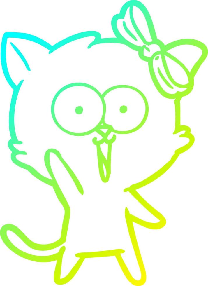 cold gradient line drawing cartoon cat vector