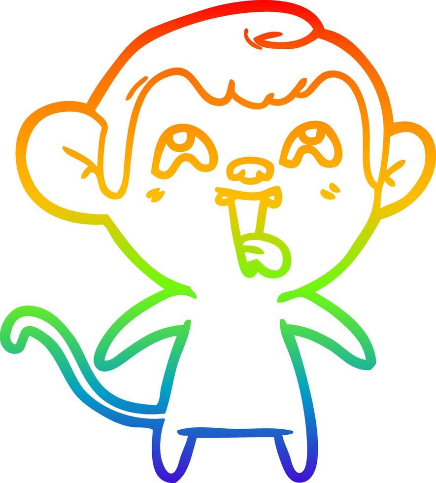 rainbow gradient line drawing crazy cartoon monkey vector