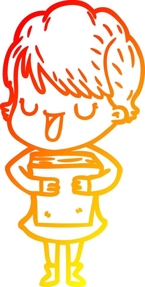 warm gradient line drawing cartoon woman talking vector