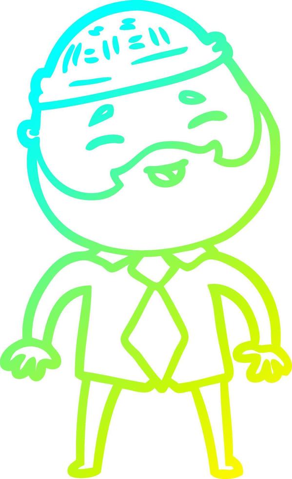 cold gradient line drawing cartoon happy bearded man vector