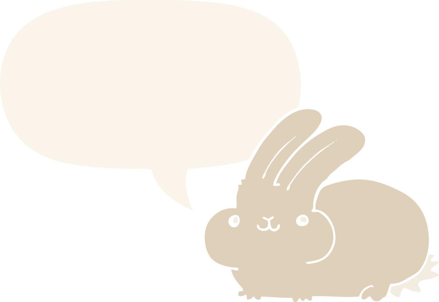 cartoon rabbit and speech bubble in retro style vector