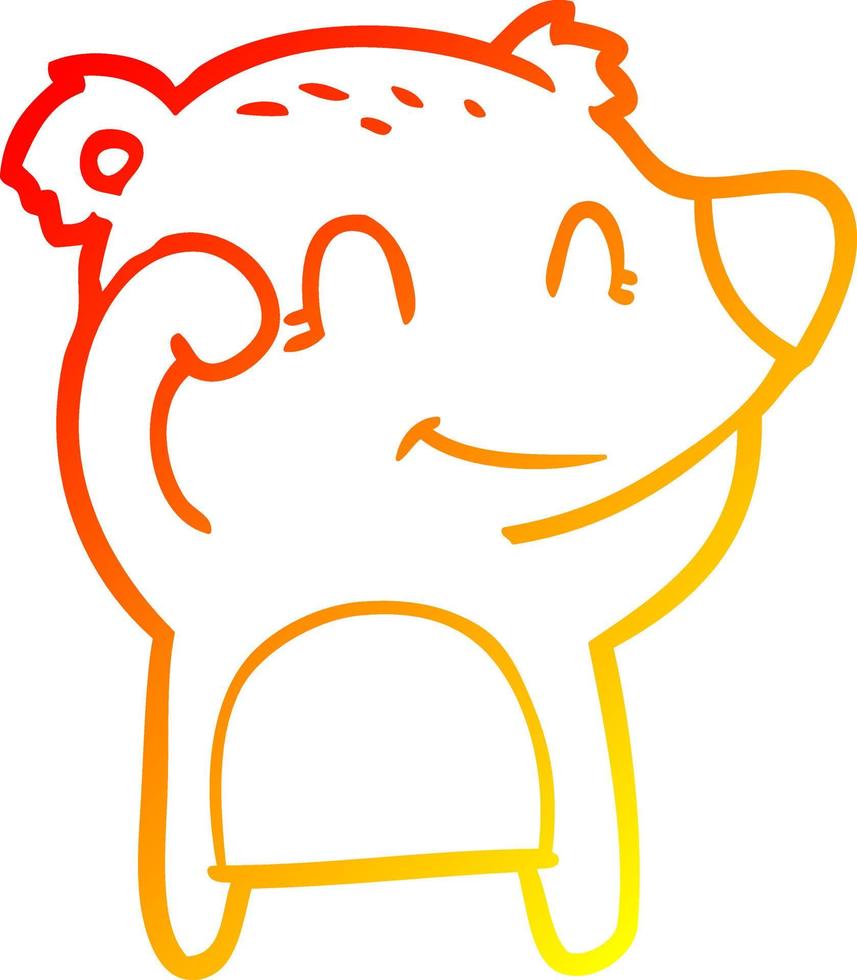 warm gradient line drawing tired smiling bear cartoon vector