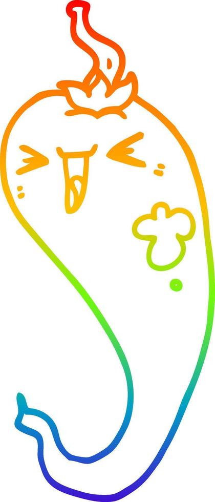 rainbow gradient line drawing cartoon hot chili pepper vector