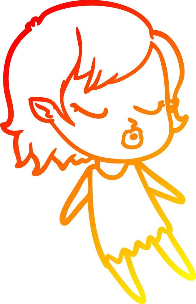 warm gradient line drawing cute cartoon vampire girl vector
