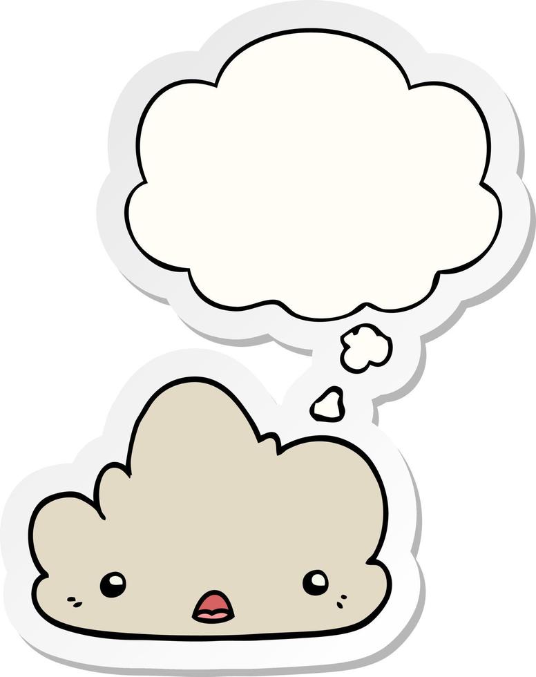 cute cartoon cloud and thought bubble as a printed sticker vector