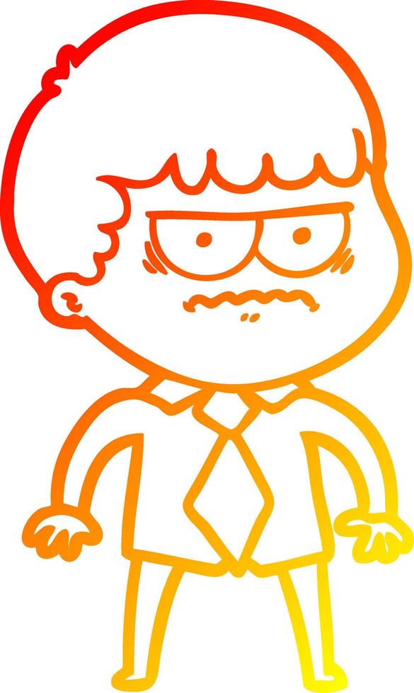 warm gradient line drawing cartoon annoyed man vector