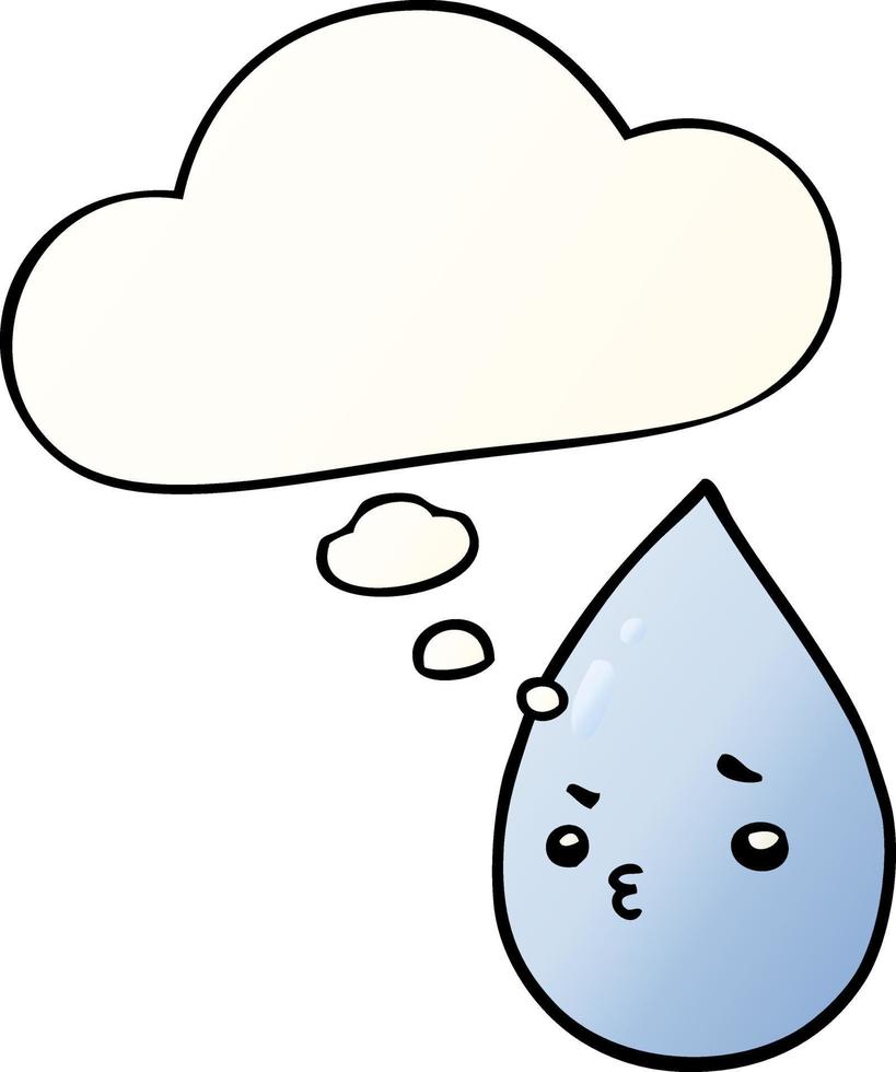 cartoon cute raindrop and thought bubble in smooth gradient style vector