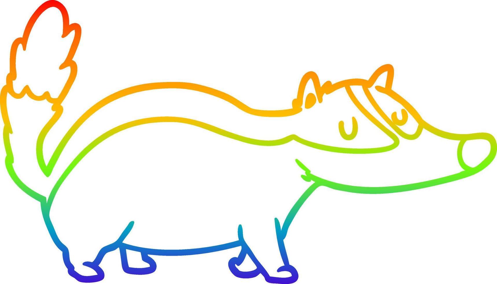 rainbow gradient line drawing cartoon badger vector