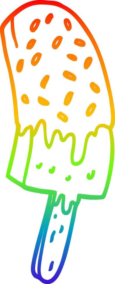 rainbow gradient line drawing cartoon ice cream lolly vector