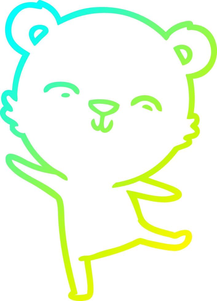 cold gradient line drawing happy cartoon polar bear dancing vector