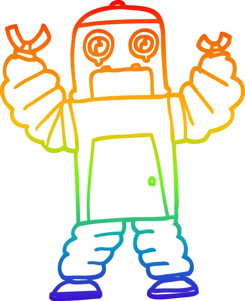 rainbow gradient line drawing cartoon robot vector