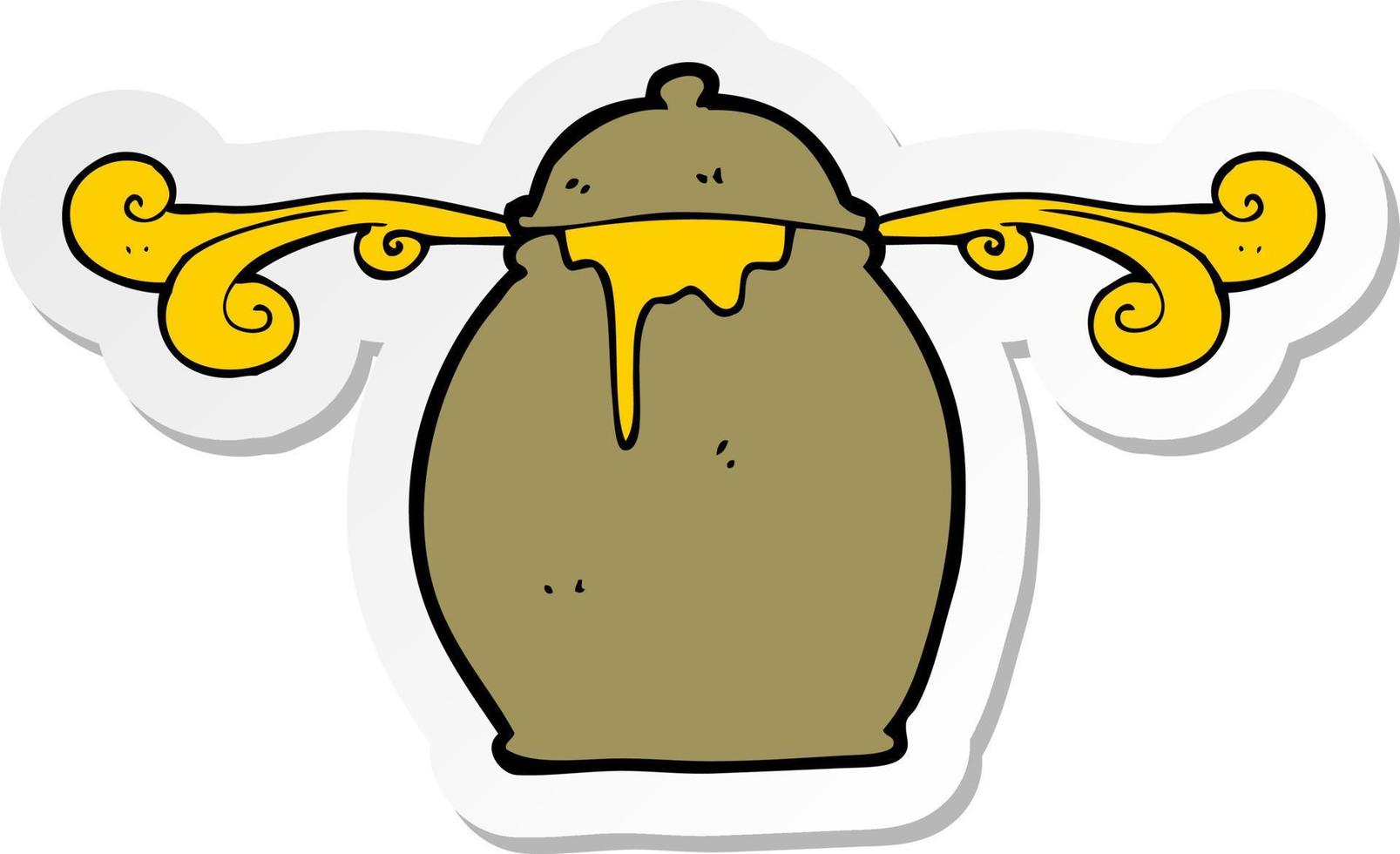 sticker of a cartoon honey pot vector