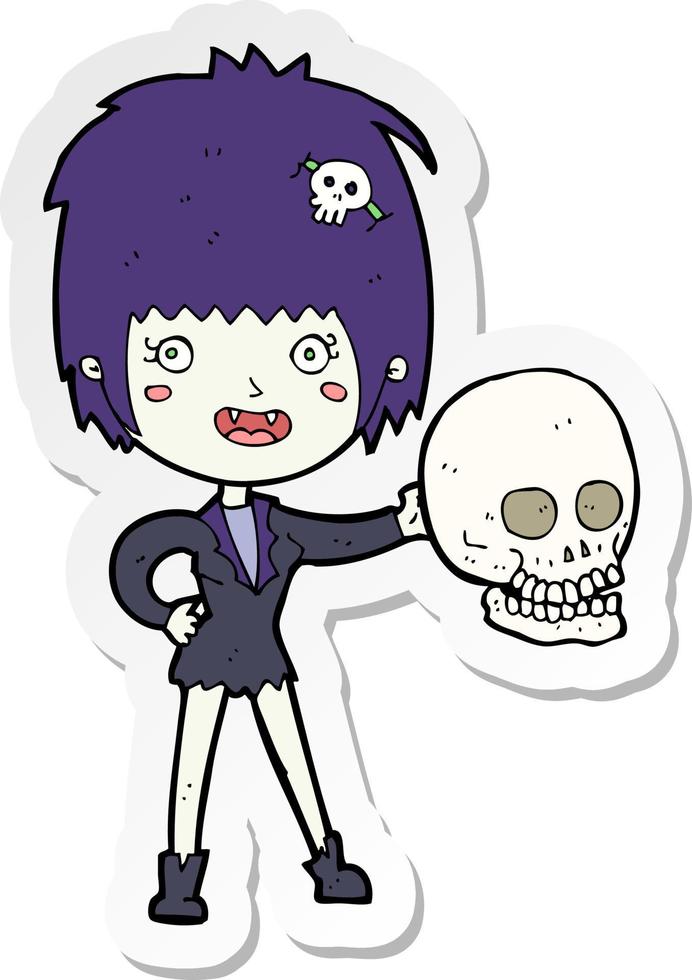 sticker of a cartoon halloween vampire girl vector