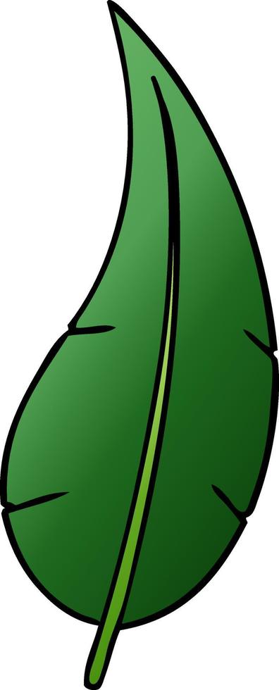 gradient cartoon doodle of a green long leaf vector