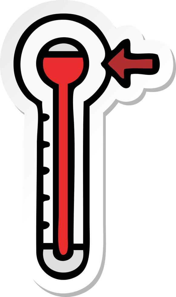 sticker of a cute cartoon hot thermometer vector