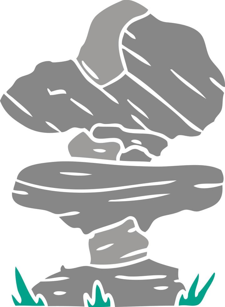 cartoon doodle of grey stone boulders vector