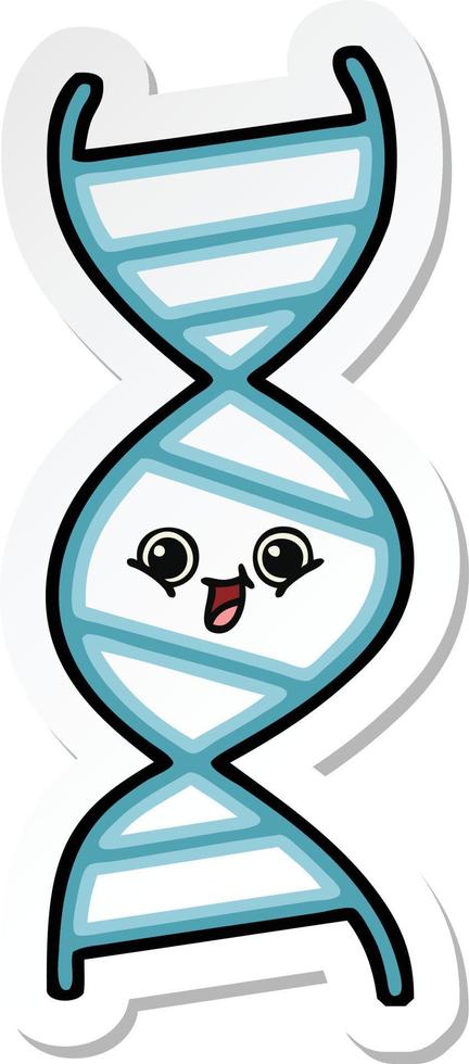 sticker of a cute cartoon DNA strand vector