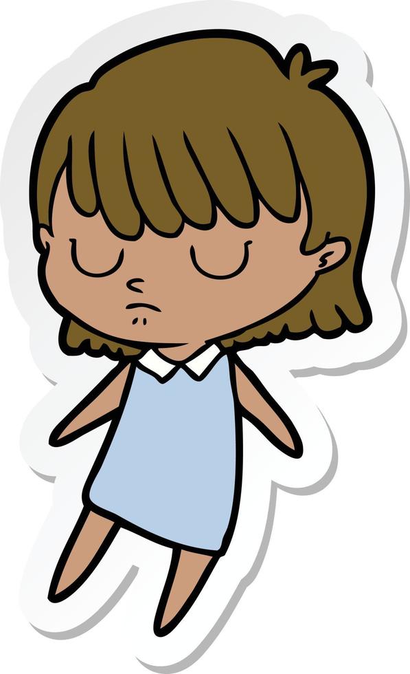sticker of a cartoon woman vector