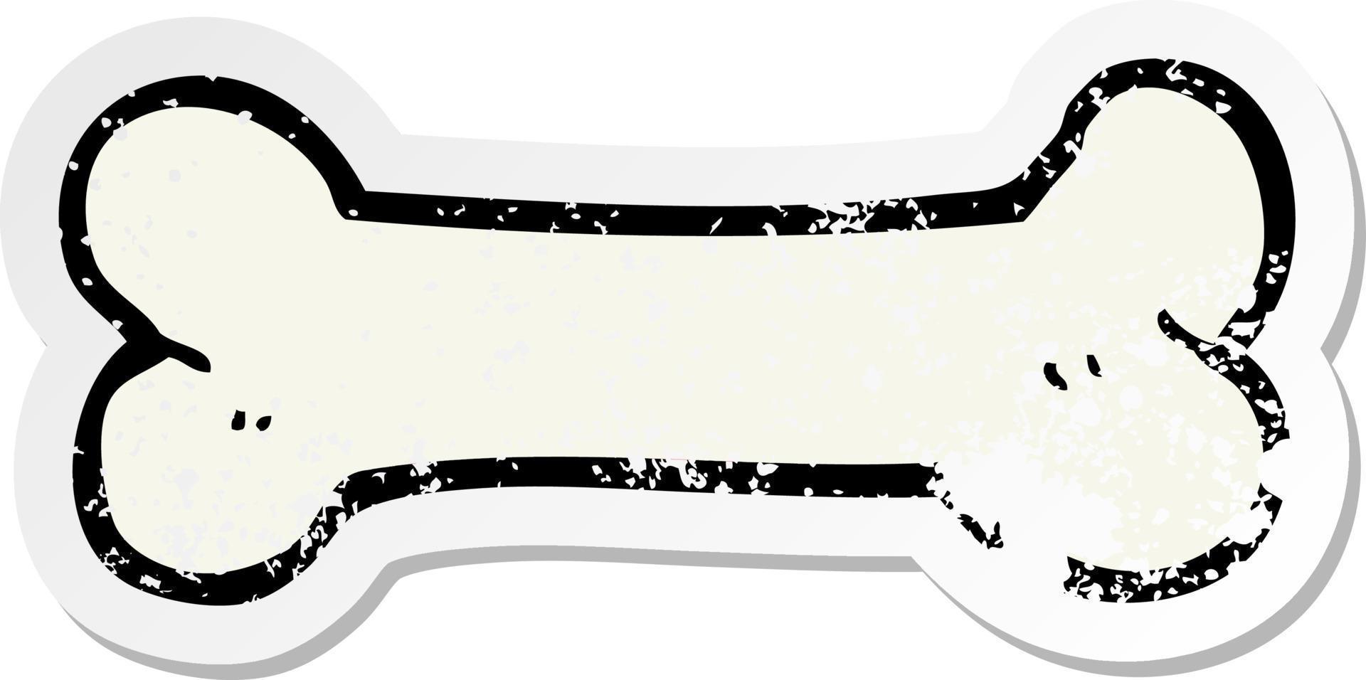 distressed sticker of a cartoon bone vector