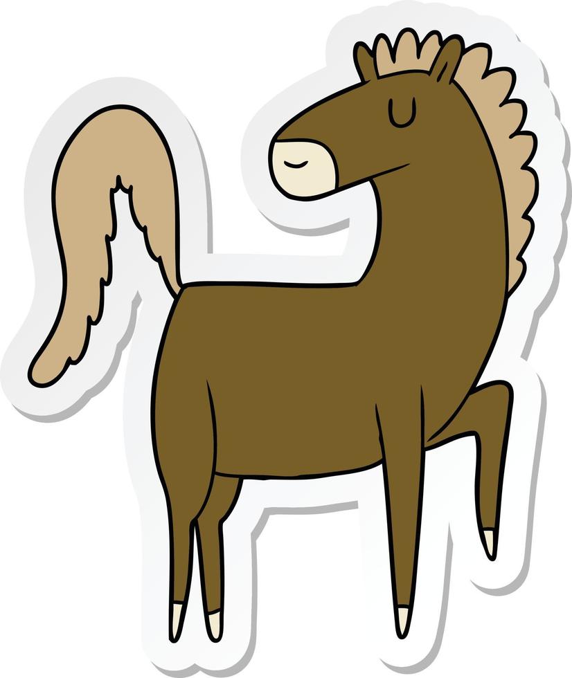 sticker of a happy cartoon horse vector